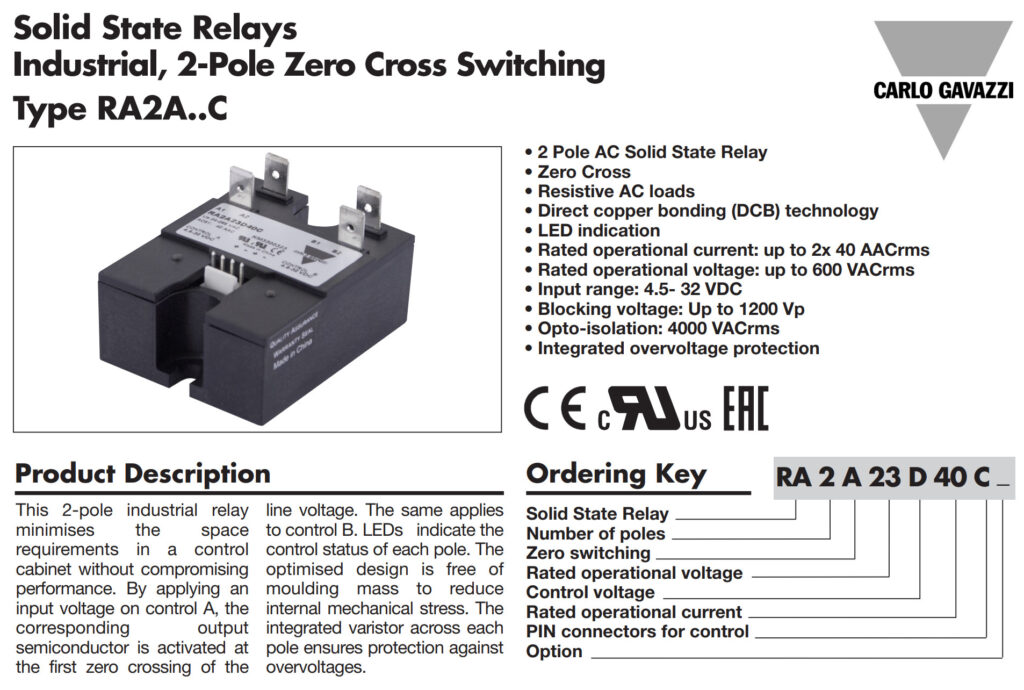 Carlo Gavazzi RA2A23D40C Solid State Relay