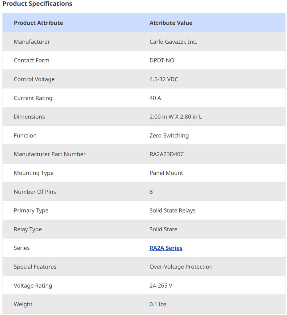 Carlo Gavazzi RA2A23D40C Solid State Relay